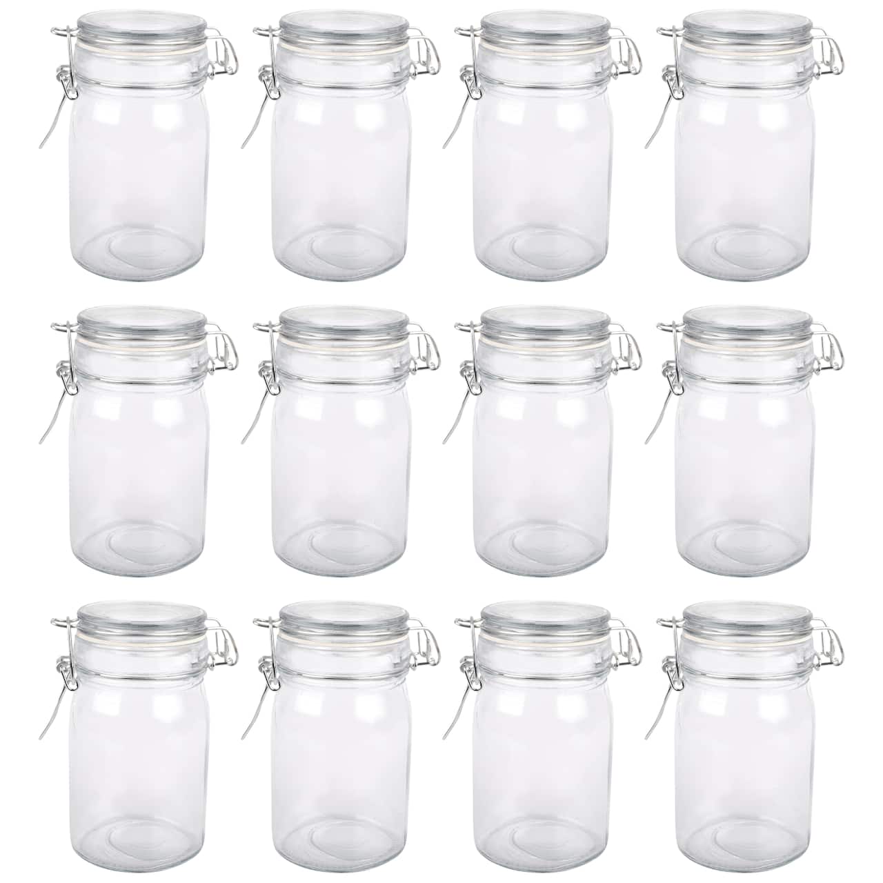 12 Pack: Round Glass Jar with Latch by Ashland®